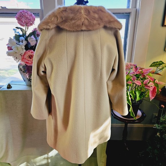 Vintage Fur Collar 1950's Swing Coat with Fur Collar, 100% Virgin Wool, MCM - Picture 8 of 16